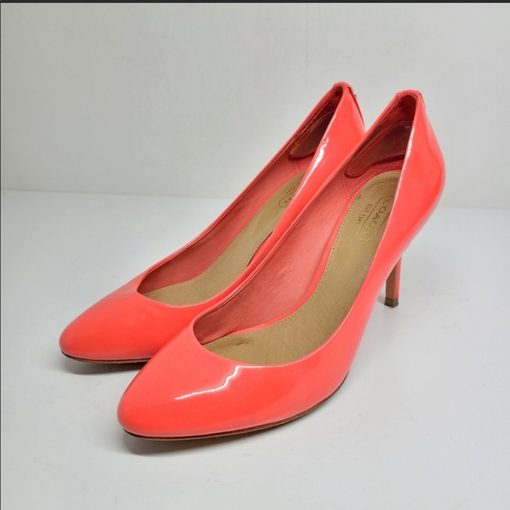 Coach Nala coral patent leather heels, Size 7.5